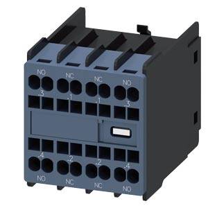 Siemens 3RH29162FA22 – Siemens auxiliary switch, on the front, 2 NO + 2 NC, .3/.4, .1/.2, .1/.2, .3/.4, current path: 1 NO,