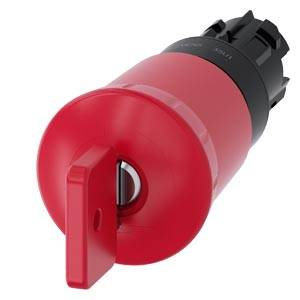 Siemens 3SU10001HQ200AA0 – Siemens EMERGENCY STOP mushroom pushbutton, 22 mm, round, plastic, red, 40 mm, with O.M.R. lock, loc