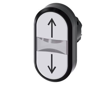 Siemens 3SU10003AB660AN0 – Siemens Twin pushbutton, 22 mm, round, plastic, white: arrow pointing up, white: arrow pointing down