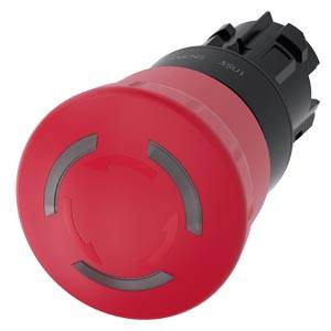 Siemens 3SU10011HB200AA0-Z Y12 – Siemens EMERGENCY STOP mushroom pushbutton, illuminable, 22 mm, round, plastic, red, 40 mm, positive