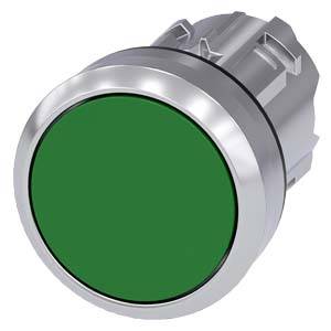 Siemens 3SU10500AA400AA0 – Siemens Pushbutton, 22 mm, round, metal, shiny, green, pushbutton, flat, latching, Push-to-release m