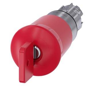 Siemens 3SU10501HQ200AA0-Z X90 – Siemens EMERGENCY STOP mushroom pushbutton, 22 mm, round, metal, shiny, red, 40 mm, with O.M.R. lock