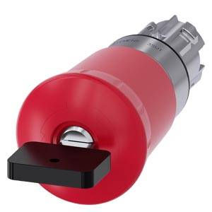 Siemens 3SU10501HV200AA0-Z X90 – Siemens EMERGENCY STOP mushroom pushbutton, 22 mm, round, metal, shiny, red, 40 mm, with lock Siemen