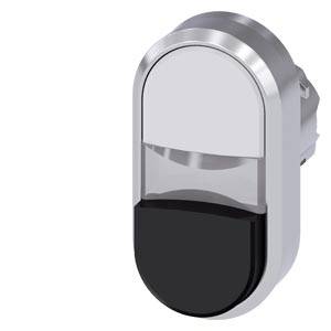 Siemens 3SU10503BB610AA0 – Siemens Twin pushbutton, 22 mm, round, metal, shiny, white, black, pushbuttons, flat and raised