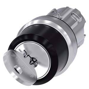 Siemens 3SU10504CF010AA0-Z Y12 – Siemens RONIS key-operated switch, 22 mm, round, metal, shiny, lock number 455, with 2 keys, 2 switc
