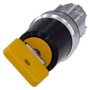 Siemens 3SU10504JF110AA0-Z X90 – Siemens Key-operated switch O.M.R, 22 mm, round, metal, shiny, lock number 73033, yellow, with 2 key