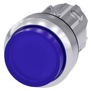 Siemens 3SU10510BB500AA0 – Siemens Illuminated pushbutton, 22 mm, round, metal, shiny, blue, pushbutton, raised, momentary cont