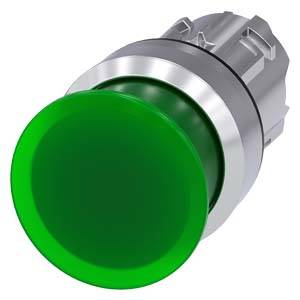 Siemens 3SU10511AD400AA0-Z Y19 – Siemens Illuminated mushroom pushbutton, 22 mm, round, metal, shiny, green, 30 mm, momentary contact