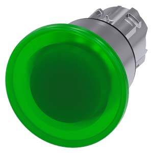 Siemens 3SU10511BA400AA0 – Siemens Illuminated mushroom pushbutton, 22 mm, round, metal, shiny, green, 40 mm, latching, Pull-to