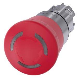 Siemens 3SU10511HB200AA0 – Siemens EMERGENCY STOP mushroom pushbutton, illuminable, 22 mm, round, metal, shiny, red, 40 mm, pos