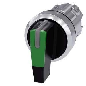 Siemens 3SU10522CL400AA0 – Siemens Selector switch, illuminable, 22 mm, round, metal, shiny, green, selector switch, long, 3 sw