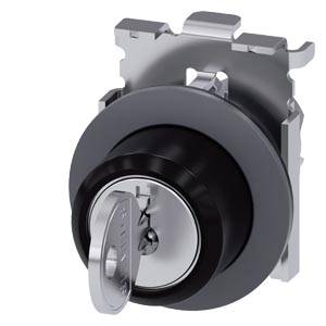 Siemens 3SU10604LL110AA0 – Siemens RONIS key-operated switch, 30 mm, round, metal, matte, front ring for flush installation, lo