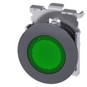 Siemens 3SU10610JD400AA0 – Siemens Indicator light in illuminated pushbutton design, 30 mm, round, metal, matte, green, Front r