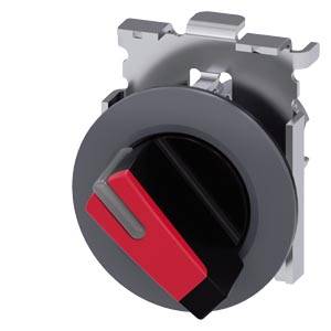 Siemens 3SU10622DF200AA0 – Siemens Selector switch, illuminable, 30 mm, round, metal, matte, red, selector switch, short, front