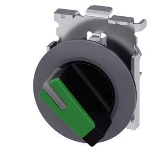 Siemens 3SU10622DF400AA0-Z Y15 – Siemens Selector switch, illuminable, 30 mm, round, Metal, matte, green, selector switch, short, fro