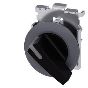 Siemens 3SU10622EC100AA0-Z X90 – Siemens Illuminable selector switch, 30 mm, round, Metal matt, black, Selector switch long, front ri
