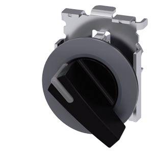 Siemens 3SU10622EF100AA0-Z X90 – Siemens Illuminable selector switch, 30 mm, round, Metal matt, black, Selector switch long, front ri