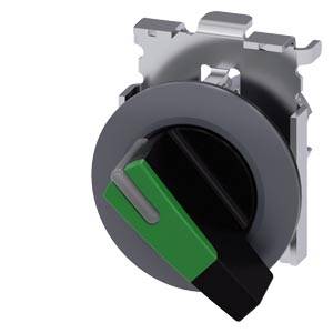 Siemens 3SU10622EF400AA0-Z Y12 – Siemens Selector switch, illuminable, 30 mm, round, Metal, matte, green, selector switch, long, fron