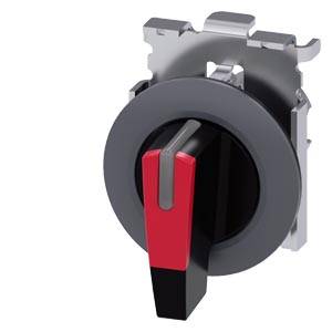 Siemens 3SU10622EL200AA0-Z X90 – Siemens Selector switch, illuminable, 30 mm, round, Metal, matte, red, selector switch, long, front