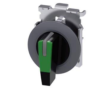 Siemens 3SU10622EL400AA0 – Siemens Selector switch, illuminable, 30 mm, round, metal, matte, green, selector switch, long, fron