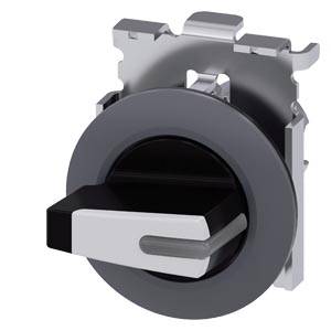Siemens 3SU10622FF600AA0 – Siemens Selector switch, illuminable, 30 mm, round, metal, matte, white, knob, short, front ring for