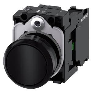 Siemens 3SU11000AB101BA0-Z Y12 – Siemens Pushbutton, 22 mm, round, plastic, black, pushbutton, flat, momentary contact type, with hol