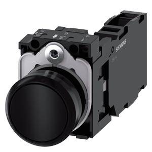 Siemens 3SU11000AB101FA0 – Siemens Pushbutton, 22 mm, round, plastic, black, pushbutton, flat, momentary contact type, with hol