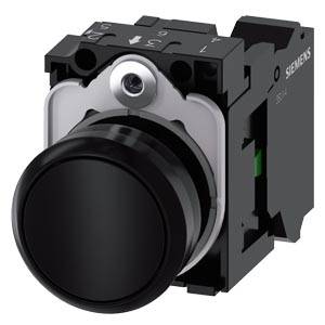 Siemens 3SU11000AB103BA0 – Siemens Pushbutton, 22 mm, round, plastic, black, pushbutton, flat, momentary contact type, with hol
