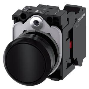 Siemens 3SU11000AB103CA0-Z Y11 – Siemens Pushbutton, 22 mm, round, plastic, black, pushbutton, flat, momentary contact type, with hol