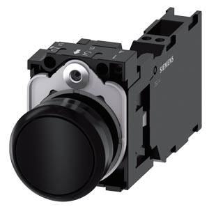 Siemens 3SU11000AB103FA0-Z Y19 – Siemens Pushbutton, 22 mm, round, plastic, black, pushbutton, flat, momentary contact type, with hol