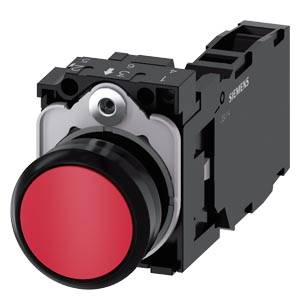 Siemens 3SU11000AB201FA0-Z Y12 – Siemens Pushbutton, 22 mm, round, plastic, red, pushbutton, flat, momentary contact type, with holde