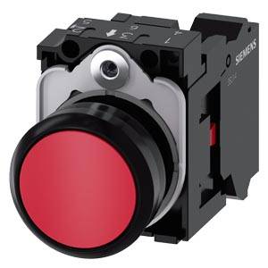 Siemens 3SU11000AB203CA0-Z Y19 – Siemens Pushbutton, 22 mm, round, plastic, red, pushbutton, flat, momentary contact type, with holde
