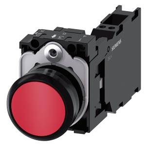 Siemens 3SU11000AB203FA0-Z Y15 – Siemens Pushbutton, 22 mm, round, plastic, red, pushbutton, flat, momentary contact type, with holde