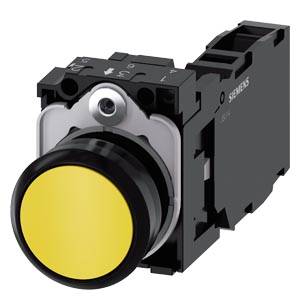 Siemens 3SU11000AB301FA0 – Siemens Pushbutton, 22 mm, round, plastic, yellow, pushbutton, flat, momentary contact type, with ho