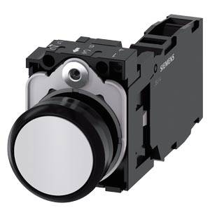 Siemens 3SU11000AB601FA0-Z Y15 – Siemens Pushbutton, 22 mm, round, plastic, white, pushbutton, flat, momentary contact type, with hol
