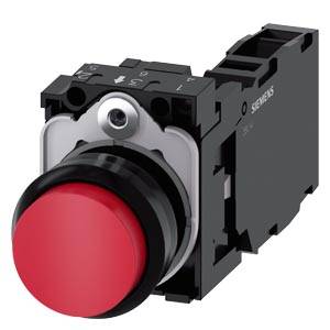 Siemens 3SU11000BB201FA0 – Siemens Pushbutton, 22 mm, round, plastic, red, pushbutton, raised, momentary contact type, with hol
