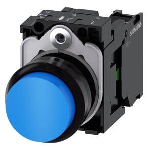 Siemens 3SU11000BB501BA0 – Siemens Pushbutton, 22 mm, round, plastic, blue, pushbutton, raised, momentary contact type, with ho