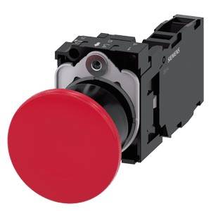 Siemens 3SU11001BA201FA0 – Siemens Mushroom pushbutton, 22 mm, round, plastic, red, 40 mm, latching, pull-to-unlatch mechanism,