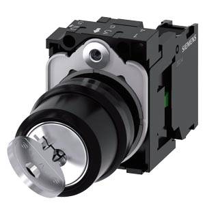 Siemens 3SU11004BF111BA0-Z Y11 – Siemens RONIS key-operated switch, 22 mm, round, plastic, lock number SB30, with 2 keys, 2 switch po