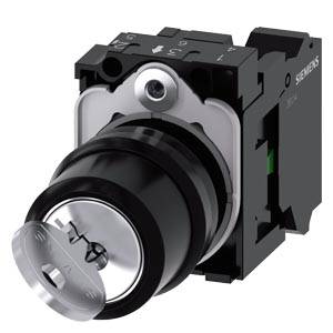 Siemens 3SU11004BF113BA0 – Siemens RONIS key-operated switch, 22 mm, round, plastic, lock number SB30, with 2 keys, 2 switch po