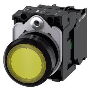 Siemens 3SU11020AB301BA0 – Siemens Illuminated pushbutton, 22 mm, round, plastic, yellow, pushbutton, flat, momentary contact t