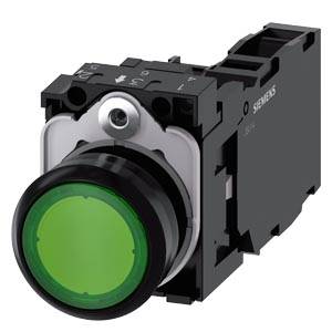 Siemens 3SU11020AB401FA0 – Siemens Illuminated pushbutton, 22 mm, round, plastic, green, pushbutton, flat, momentary contact ty
