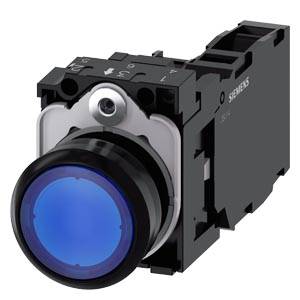 Siemens 3SU11020AB501FA0-Z X90 – Siemens Illuminated pushbutton, 22 mm, round, plastic, blue, pushbutton, flat, momentary contact typ