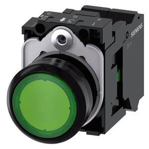 Siemens 3SU11030AB403BA0 – Siemens Illuminated pushbutton, 22 mm, round, plastic, green, pushbutton, flat, momentary contact ty
