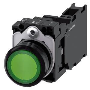 Siemens 3SU11030AB403FA0-Z Y19 – Siemens Illuminated pushbutton, 22 mm, round, plastic, green, pushbutton, flat, momentary contact ty