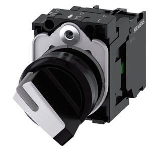 Siemens 3SU11032BF601BA0-Z Y12 – Siemens Selector switch, illuminable, 22 mm, round, plastic, white, selector switch, short, 2 switch