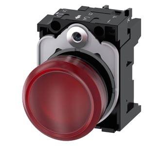 Siemens 3SU11036AA201AA0-Z X90 – Siemens Indicator lights, 22 mm, round, plastic, red, lens, smooth, with holder, LED module with int