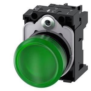 Siemens 3SU11036AA401AA0-Z Y19 – Siemens Indicator lights, 22 mm, round, plastic, green, lens, smooth, with holder, LED module with i