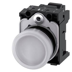 Siemens 3SU11036AA603AA0-Z X90 – Siemens Indicator lights, 22 mm, round, plastic, white, lens, smooth, with holder, LED module, with