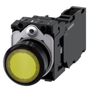 Siemens 3SU11060AB301FA0 – Siemens Illuminated pushbutton, 22 mm, round, plastic, yellow, pushbutton, flat, momentary contact t